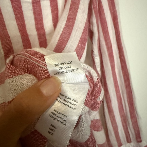 Rails Charlie Carmine Strip Linen Button-Up - Picture 6 of 6